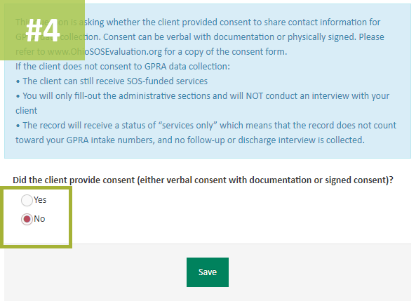 Location for selecting whether the Client provided Consent